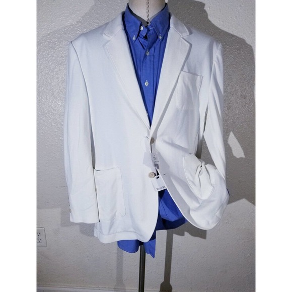 2XLT Unconstructed knit stretch ivory cream textured Blazer sport Coat Jacket